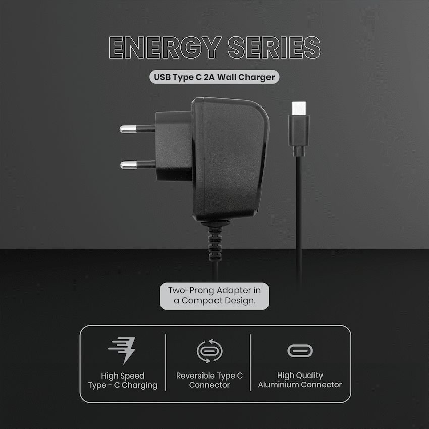 Volkano Energy Series USB Type-C 2a Wall Charger