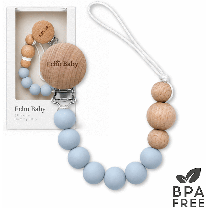 Echo Baby Silicone Dummy Clip - Powder Blue