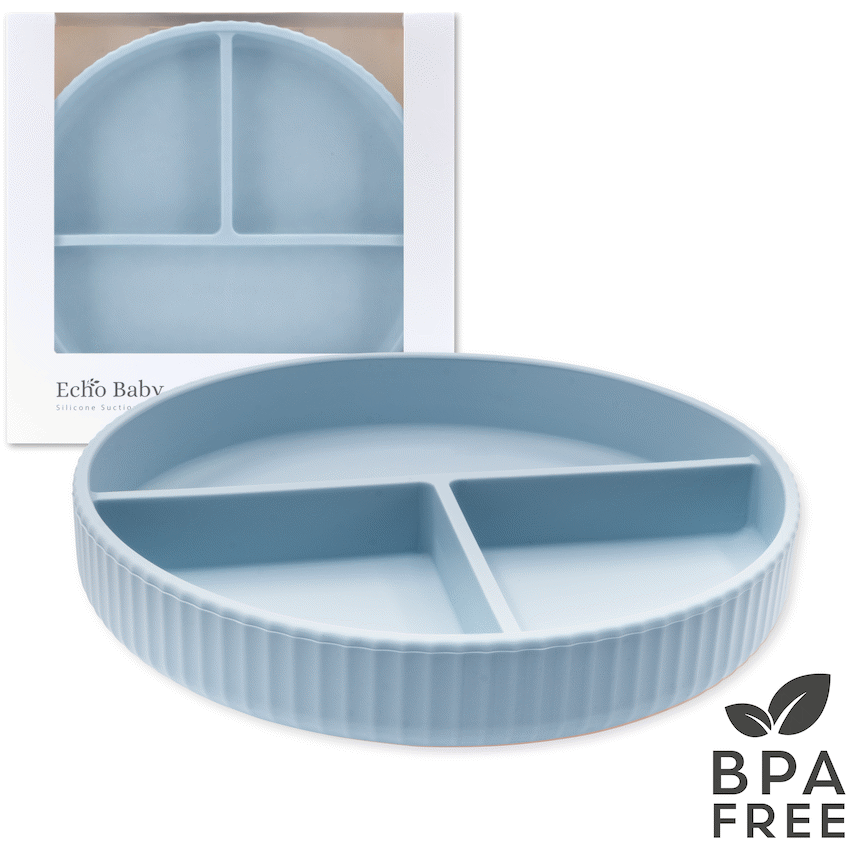 Echo Baby Silicone Suction Plate - Powder Blue
