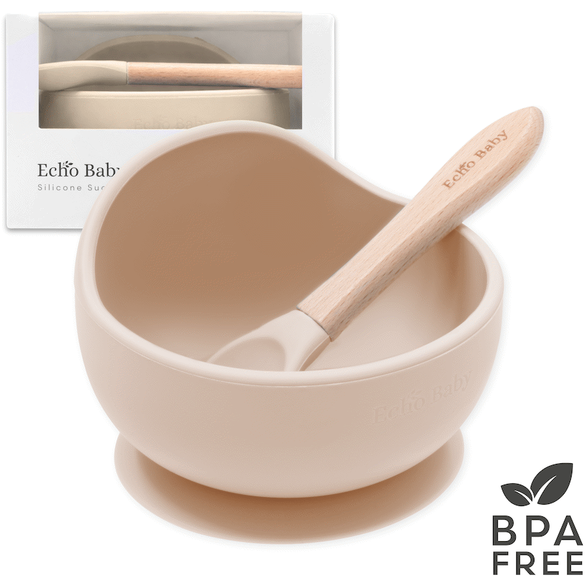 Echo Baby Silicone Suction Bowl and Spoon Set - Ivory