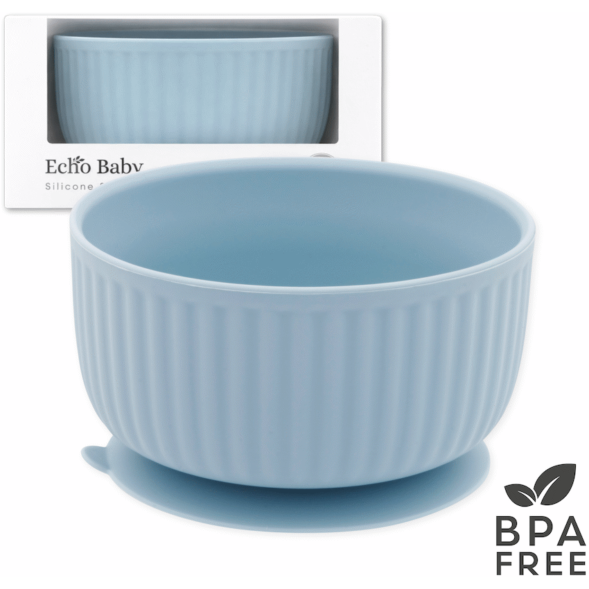 Echo Baby Silicone Suction Bowl - Powder Blue