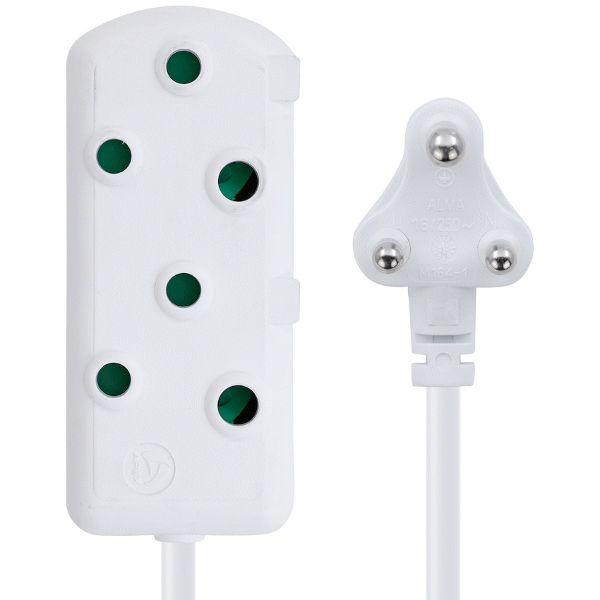 SWITCHED Light DUTY Side By Side(SBS) EXTENSION LEADS 20M - WT
