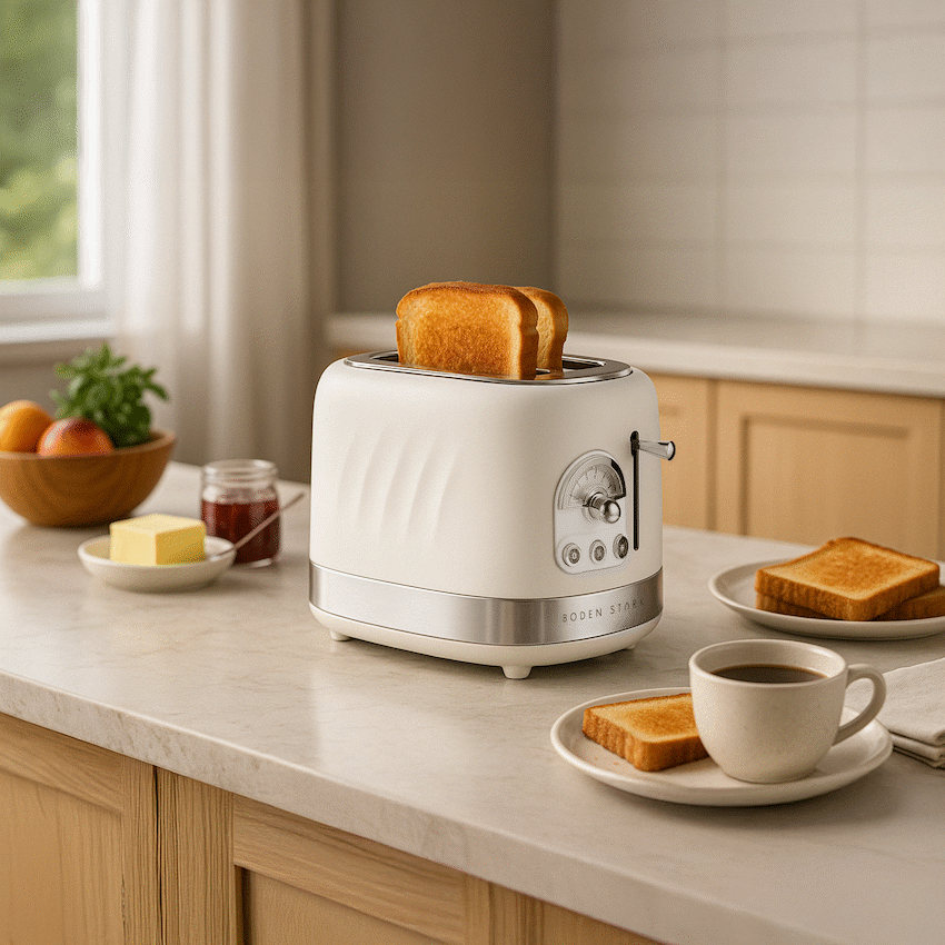 Boden Stark 2-Slice Stainless Steel Toaster - White