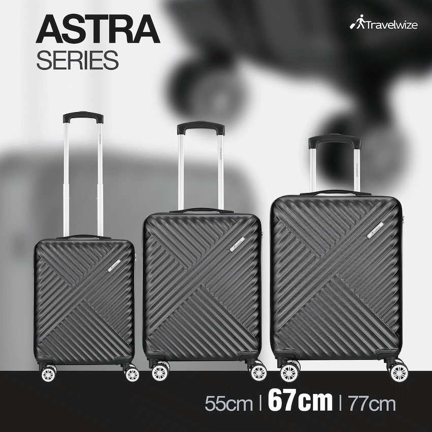 Travelwize Astra ABS 67cm 4-Wheel Spinner Luggage - Black