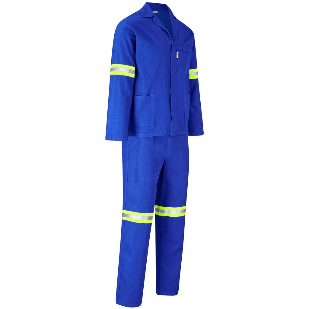 Technician 100% Cotton Conti Suit - Reflective Arms, Legs & Back - Yellow Tape - Royal Blue