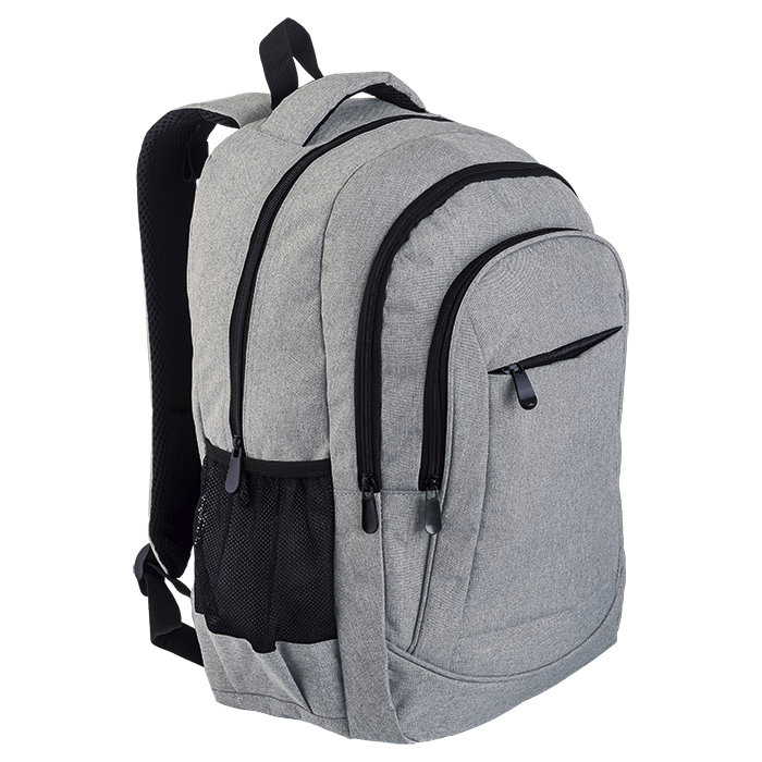 Stylish Front Zip Pocket Backpack - Grey Melange