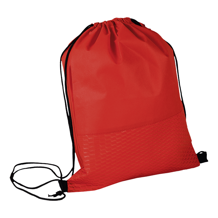 Wave Design Drawstring Bag Non-Woven - Red