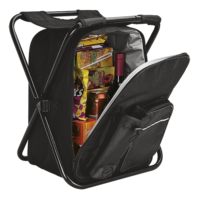 Picnic Chair Backpack Cooler 420D 600D PEVA Lining - Black