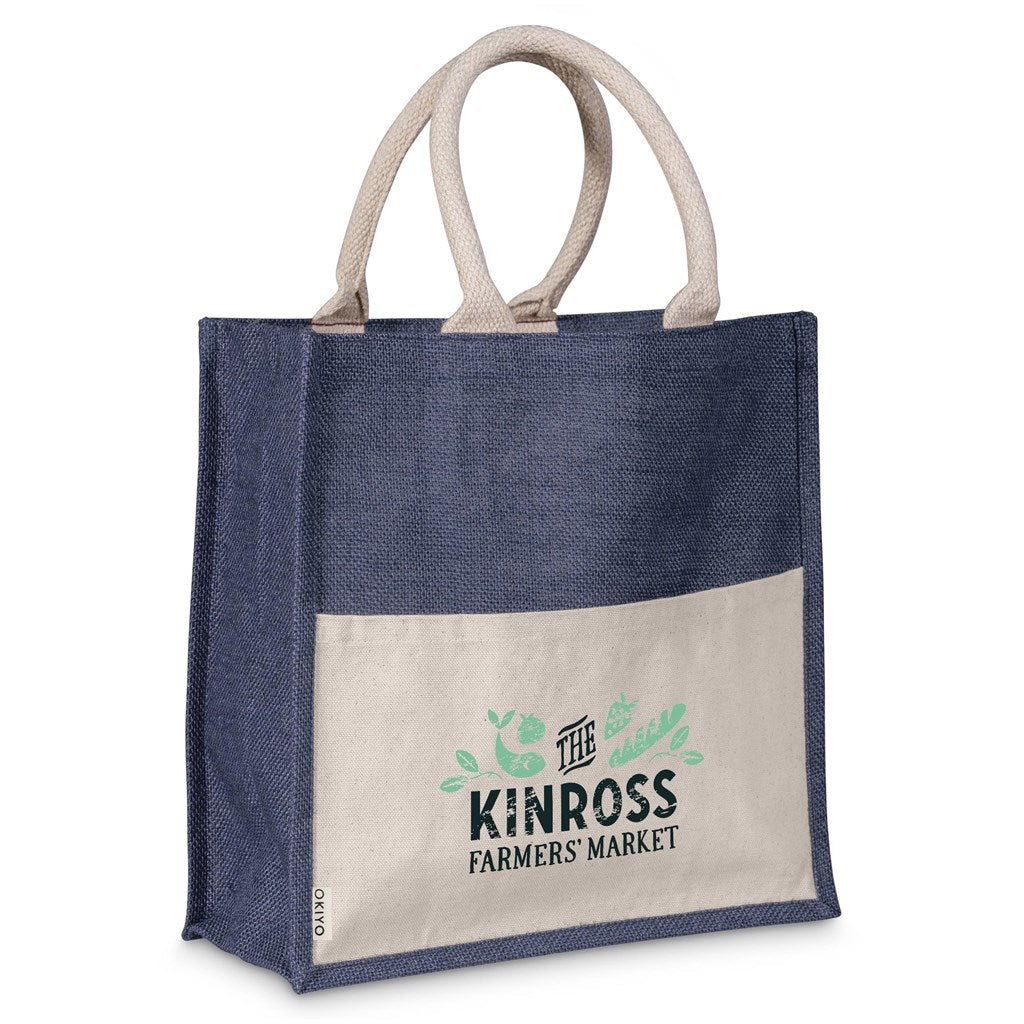 Okiyo Kachi Jute & Cotton Tote - NAVY