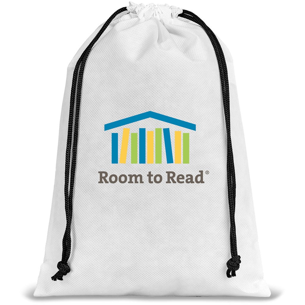Quando Non-Woven Drawstring Pouch - SOLID WHITE