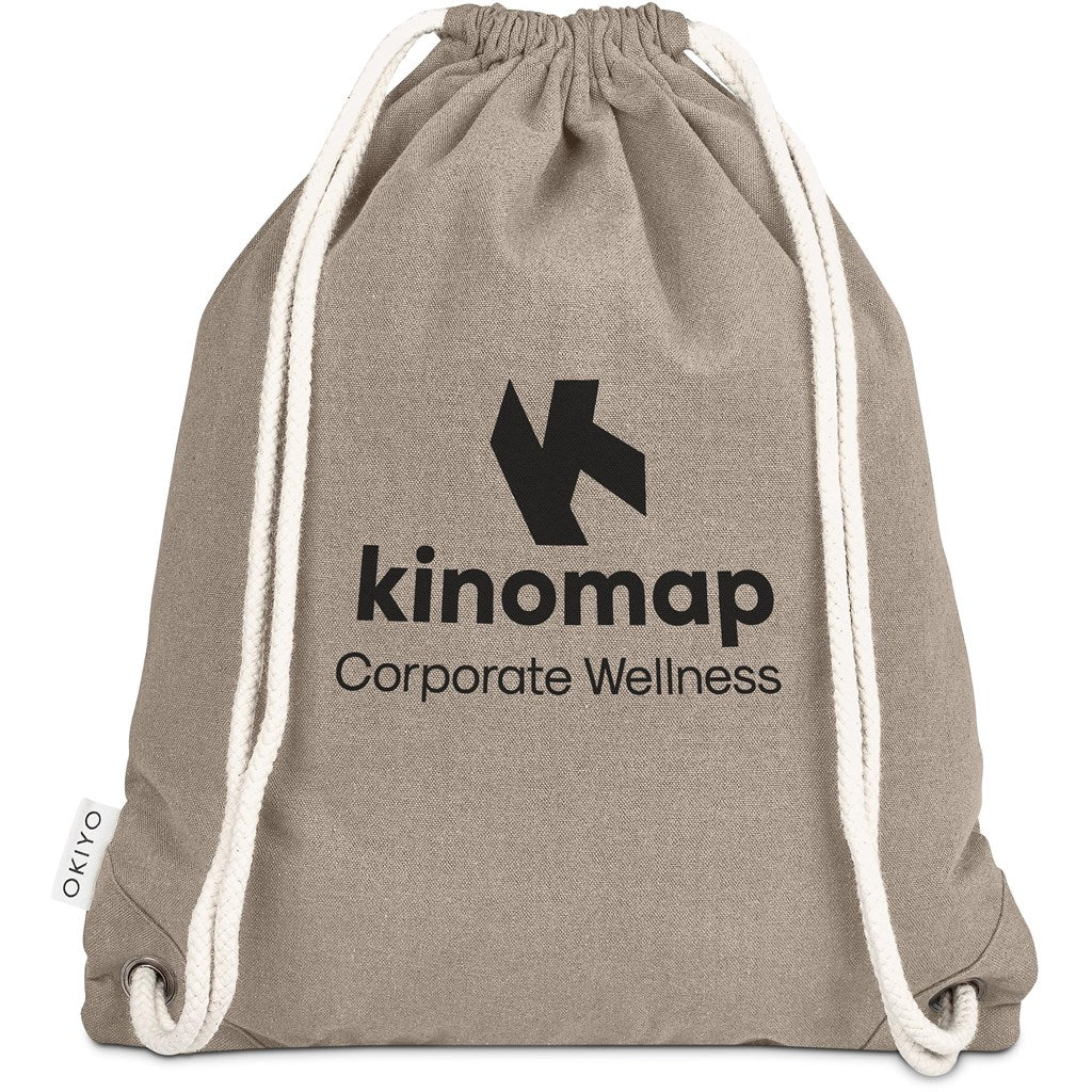 Okiyo Kinchaku Recycled Canvas Drawstring Bag - STONE