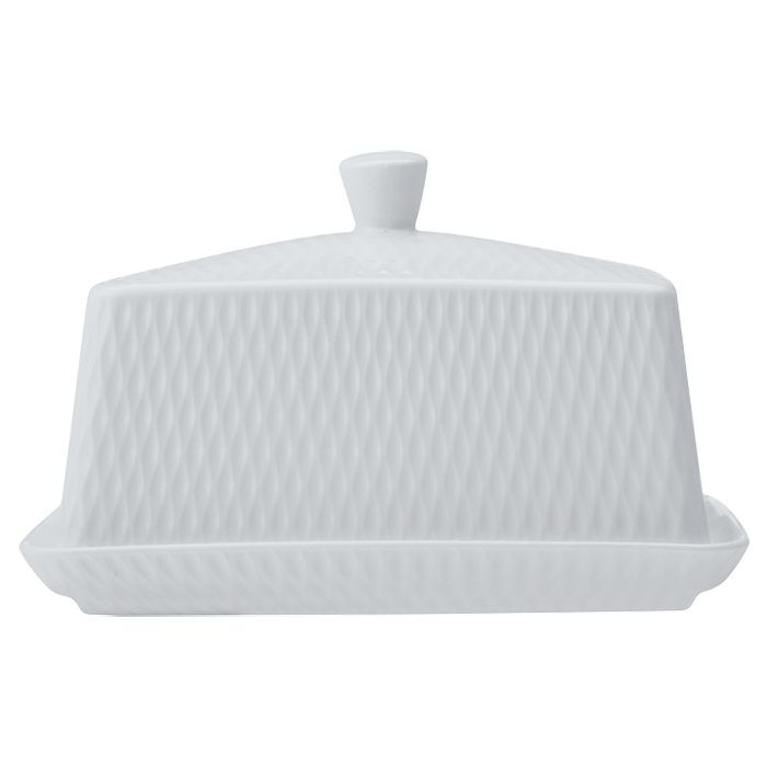 White Basics Diamonds Butter Dish - White