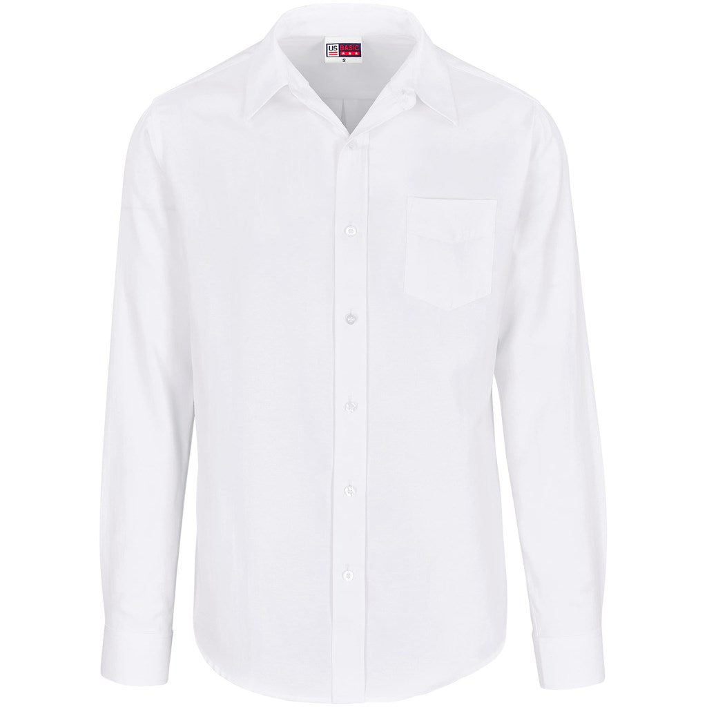 Mens Long Sleeve Oxford Shirt - WHITE