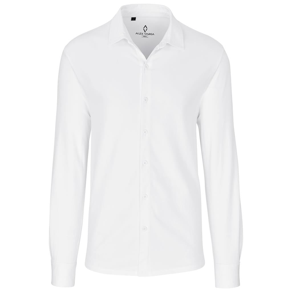 Mens Long Sleeve Alex Varga Cronus Knitted Shirt - WHITE