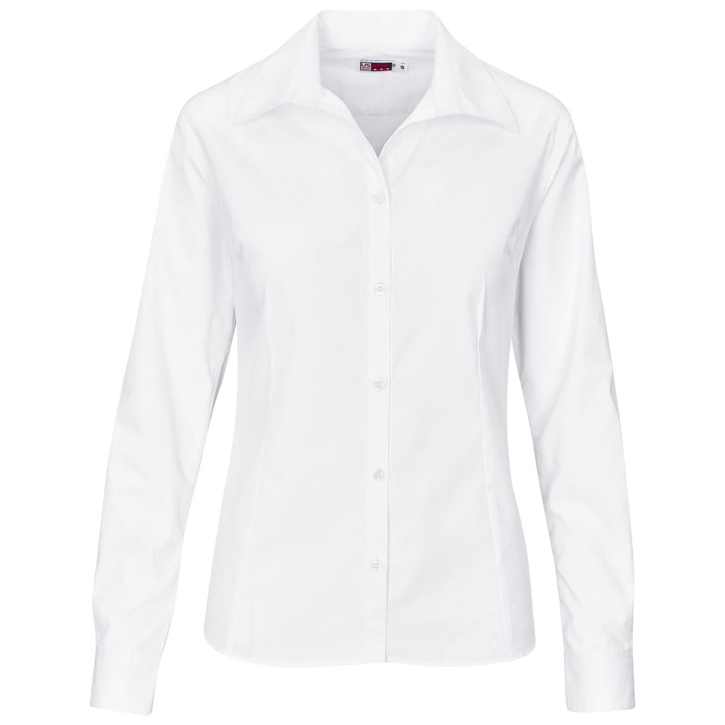 Ladies Long Sleeve Brushed Cotton Twill Moderna Shirt - WHITE