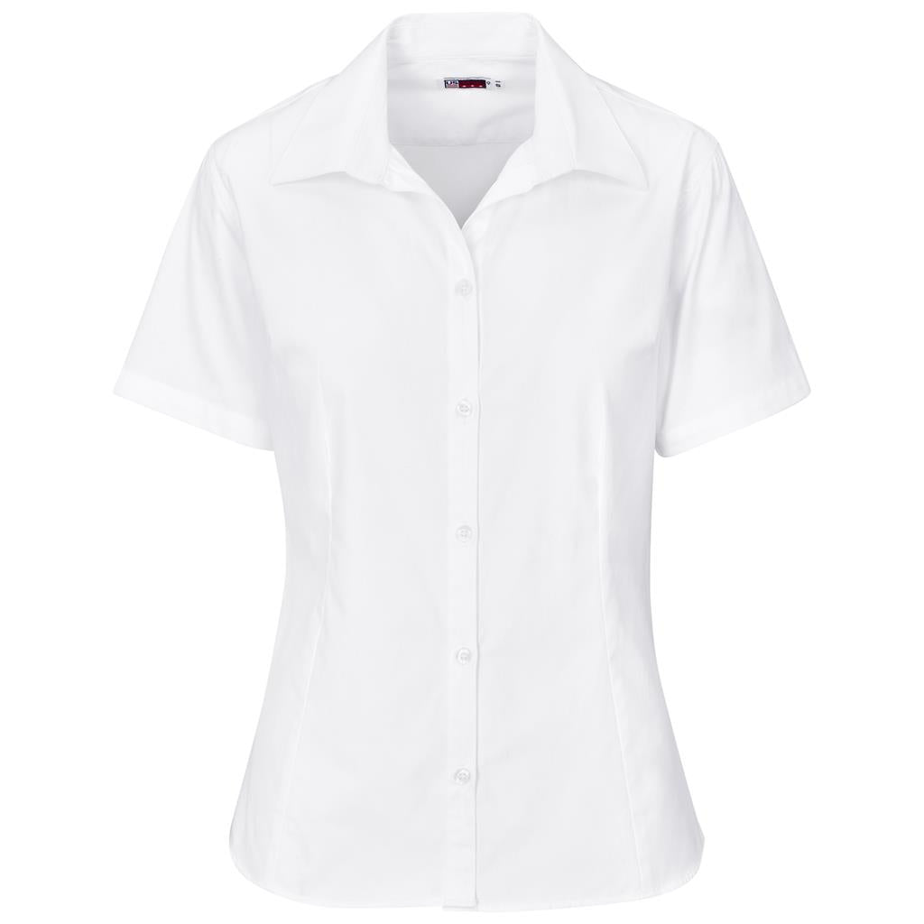 Ladies Short Sleeve Brushed Cotton Twill Moderna Shirt - WHITE
