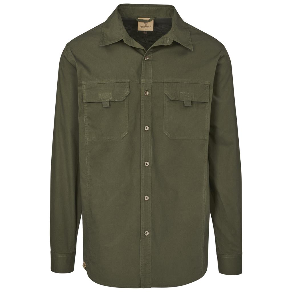Mens Long Sleeve Mawenzi Twill Shirt - OLIVE