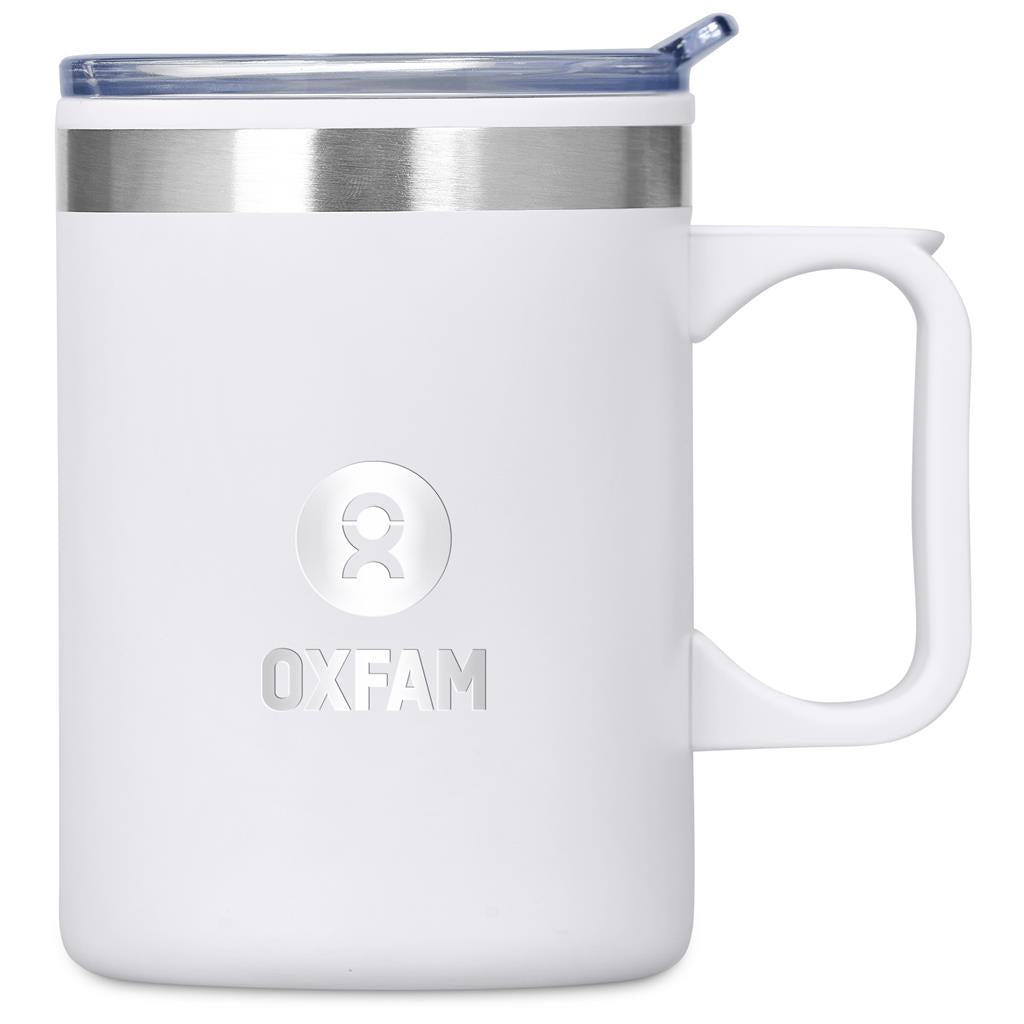 Kooshty Angelo Stainless Steel & Plastic Double-Wall Mug – 360ml - SOLID WHITE