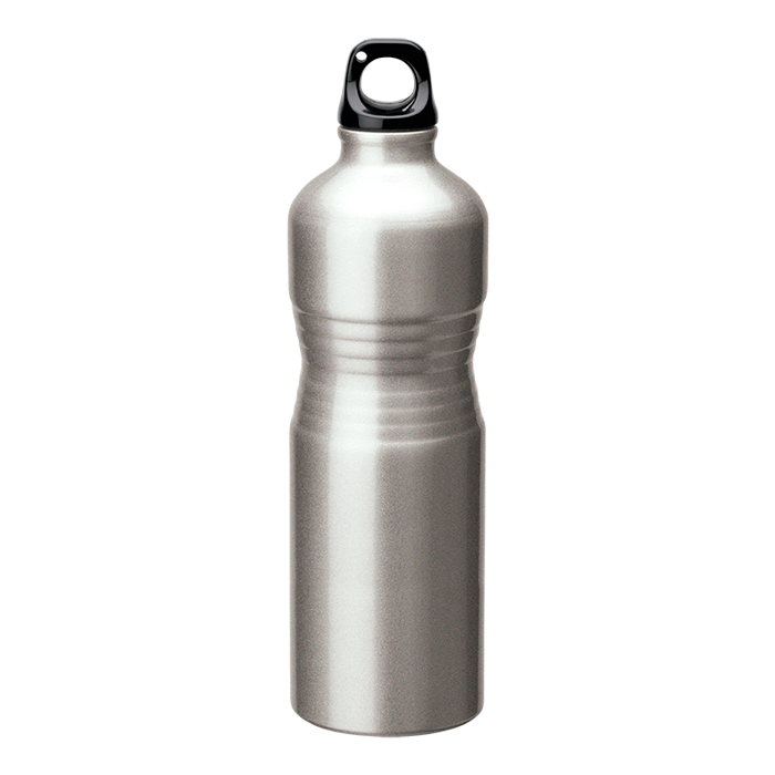 680ml Shaped Aluminium Water Bottle - Silver