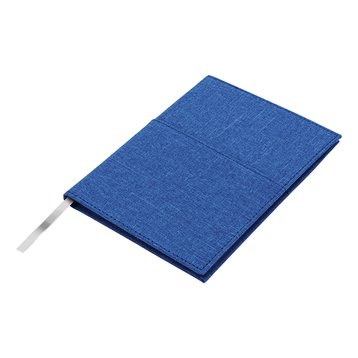 A5 Melange Notebook With Front Pocket - Blue Melange
