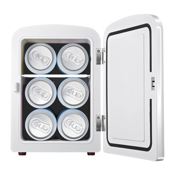 6 Can Mini-Fridge With Built In Bluetooth Speaker - White