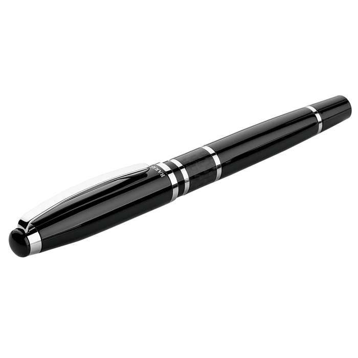 Brass Rollerball Pen with Carbon Fibre Trim - Black