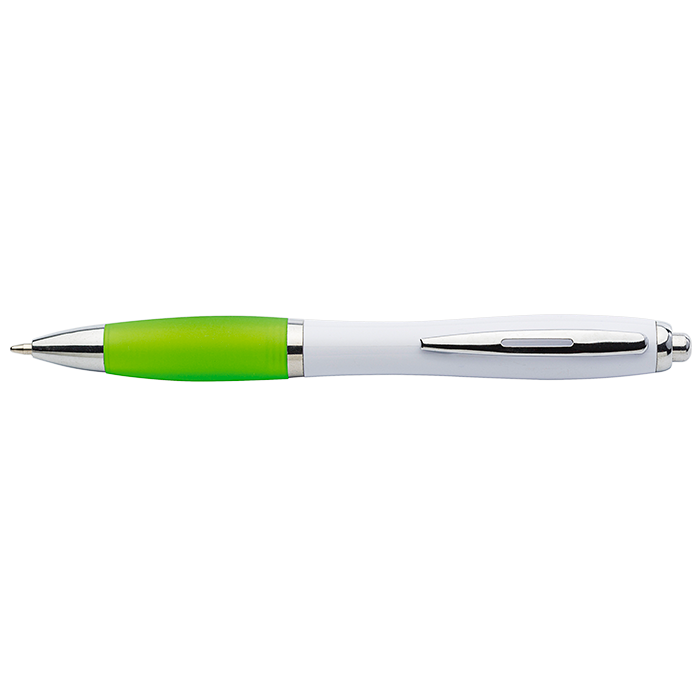White Barrel Curved Design Ballpoint Pen - Light Green