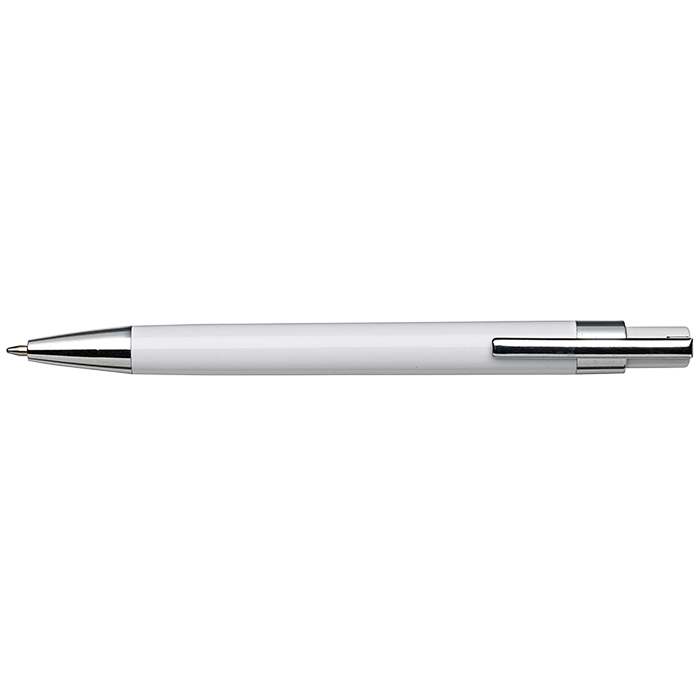 Coloured Barrel Click Pen - White