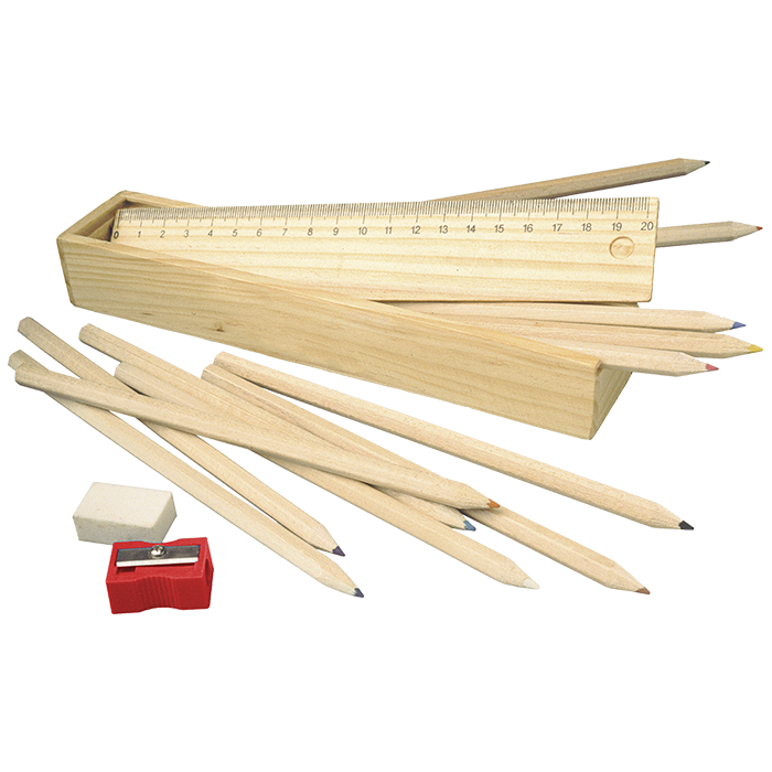 Stationery Set in Wooden Box - Neutral