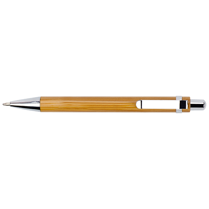 Bamboo Ballpoint Pen with Metal Trims - Brown