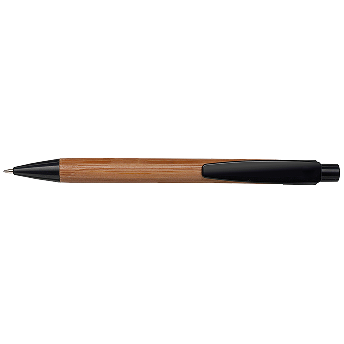 Bamboo Ballpoint Pen with Plastic Trims - Black