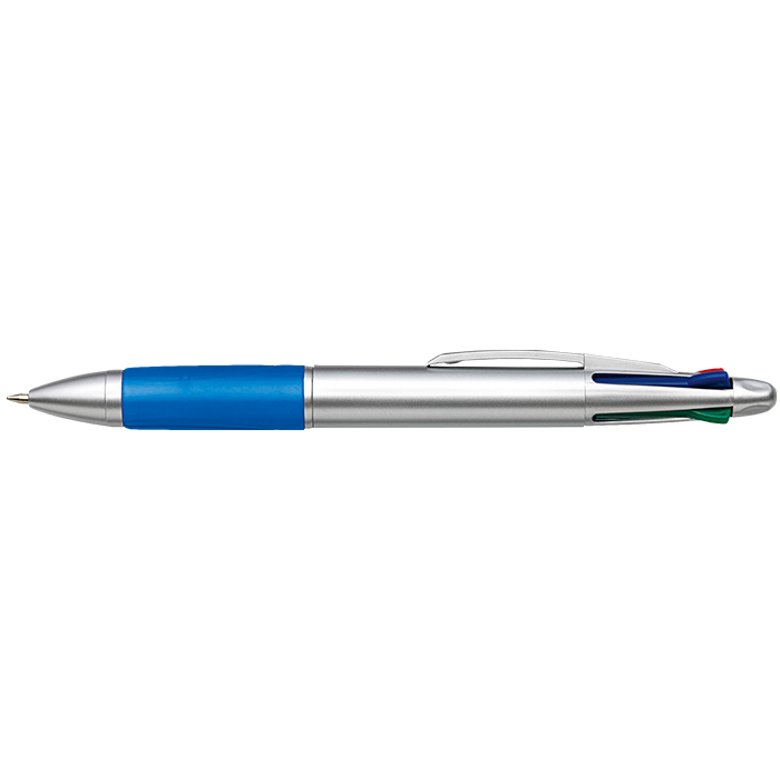 4 Colour Ballpoint Pen with Rubber Grip - Blue