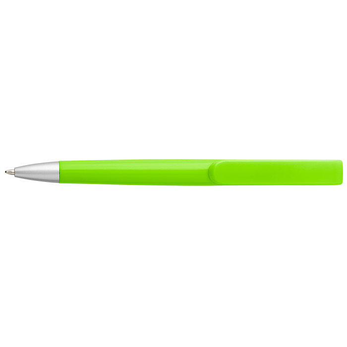 Rounded Clip Ballpoint Pen With Coloured Barrel - Lime