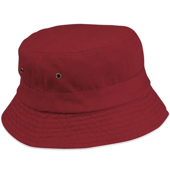 Bucket Reversible Cotton Hat - Red/White