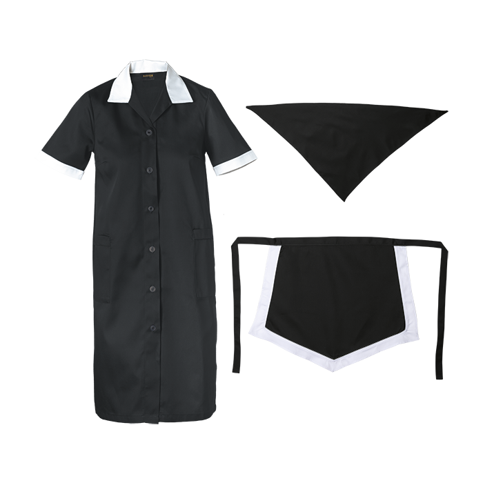 Poly Cotton 3 Piece Set Ladies - Black/White