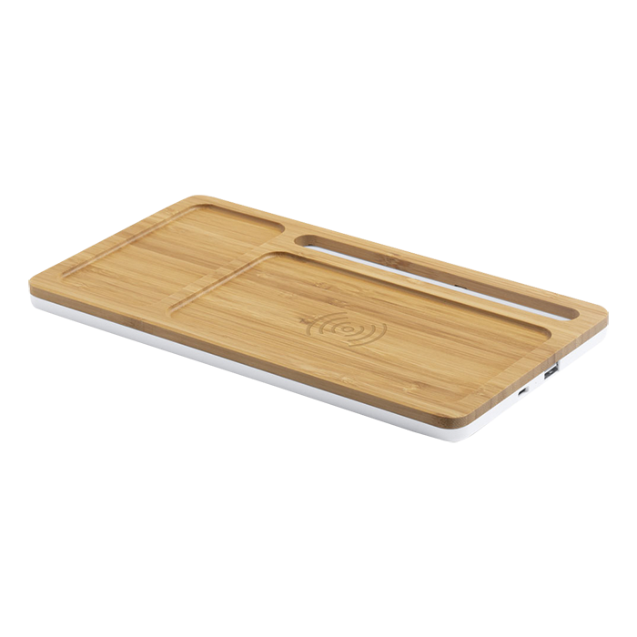 Tankul Desk Organiser With Wireless Charger - Natural