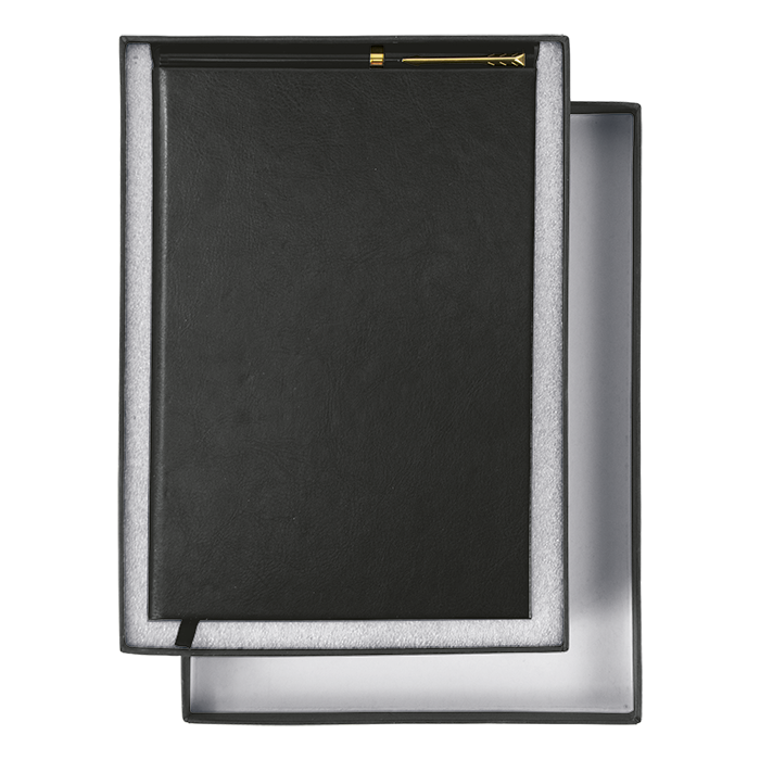 A5 Notebook With Pen Gift Set - Black