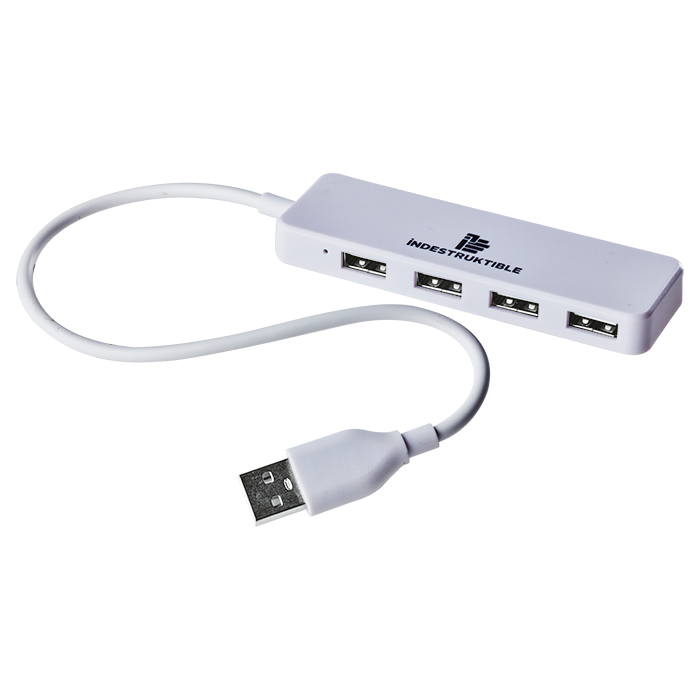IND 4 Port USB Hub - White