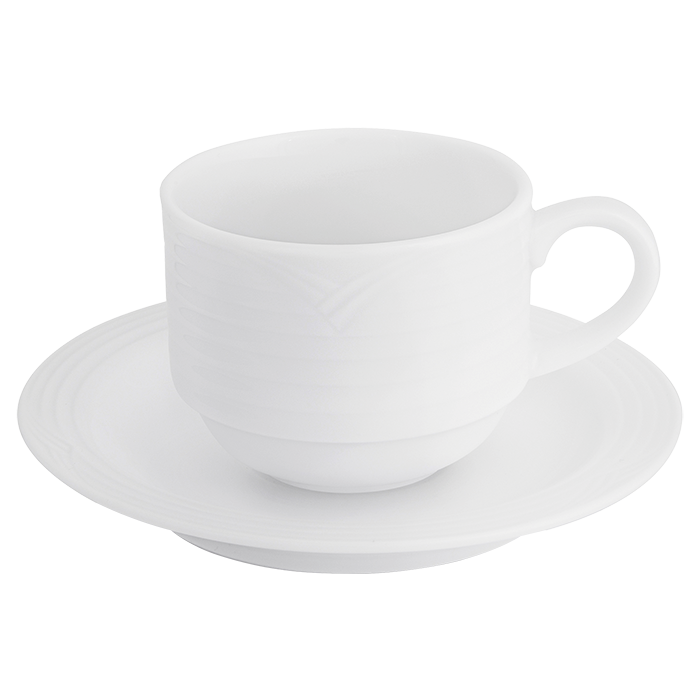 Arctic White Stackable Espresso Cup and Saucer 100ml - White