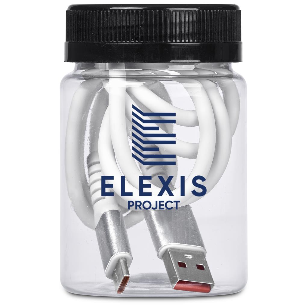Altitude Capsit Fast Charge USB-A to Type-C Charging Cable in Jar - SOLID WHITE