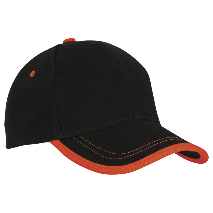 6 Panel Canvas Binding Cap - Black/Orange