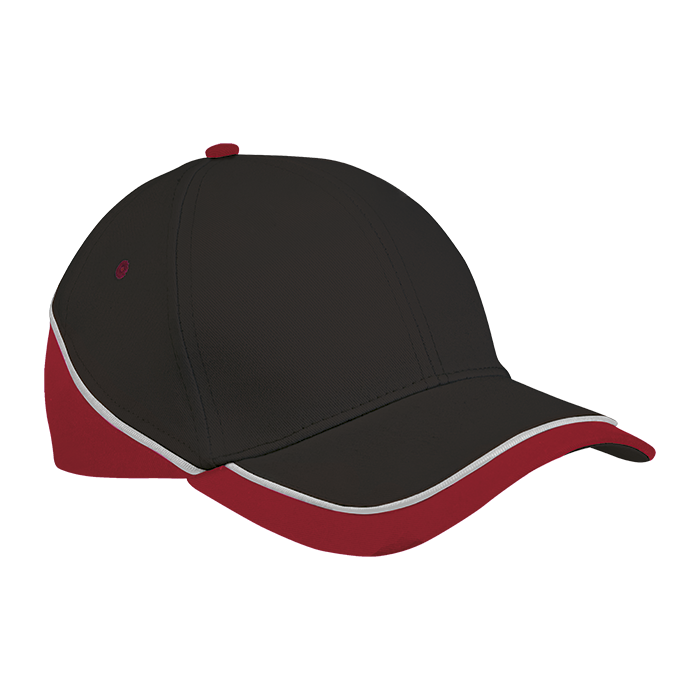 6 Panel Trio Cap - Black/Red/White