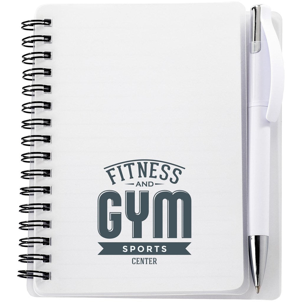 Altitude Plasma A6 Spiral Notebook & Pen - SOLID WHITE