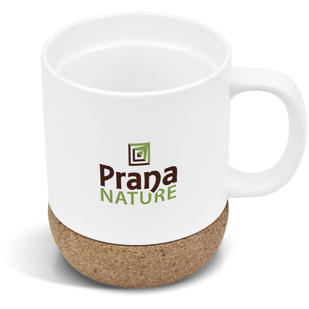 Serendipio Sienna Cork & Ceramic Coffee Mug - 340ml - SOLID WHITE