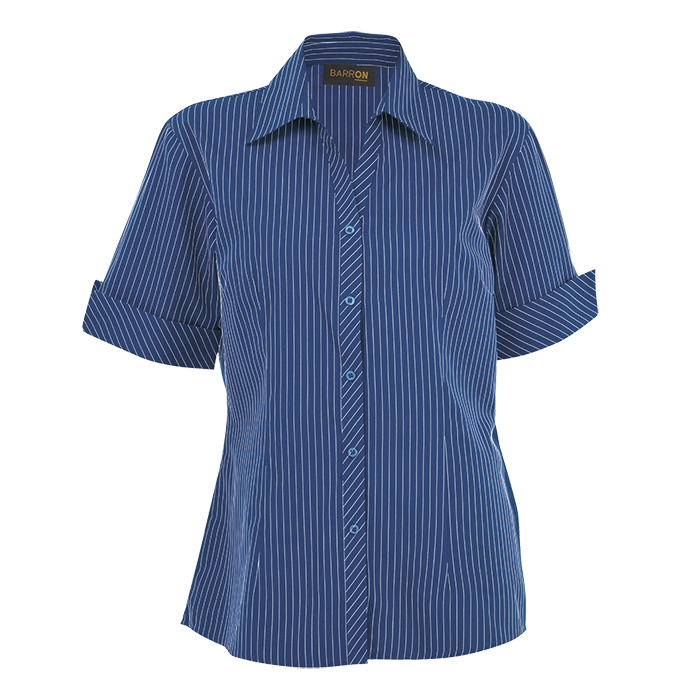 Quest Short Sleeve Blouse Ladies - Blue/White