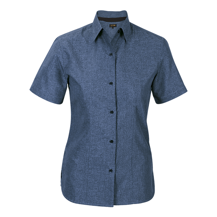 Berlin Blouse Short Sleeve Ladies - Blue Melange/Black