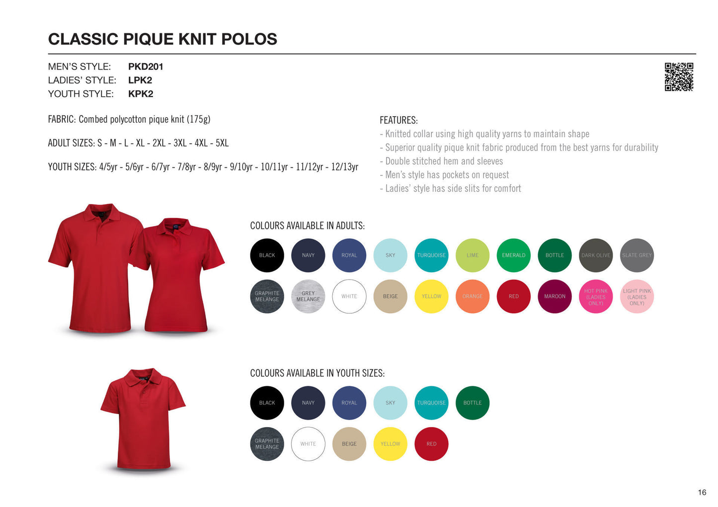 175g Ladies Classic Pique Knit Polo - Hot Pink - While Stocks Last