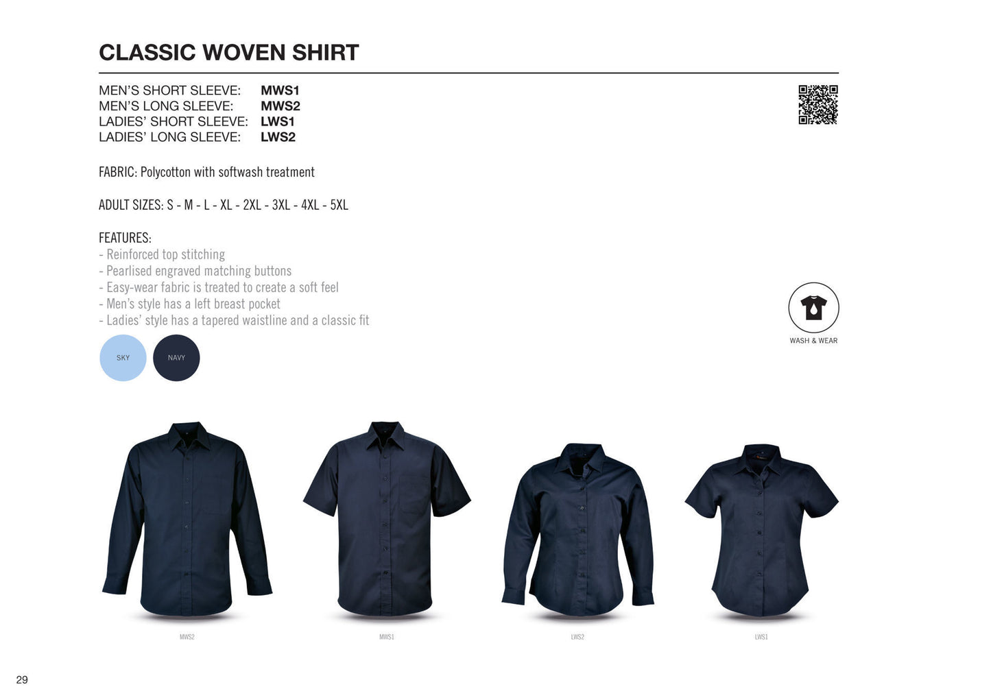 Ladies Classic Woven Shirt Short Sleeve - Blue Sky - While Stocks Last