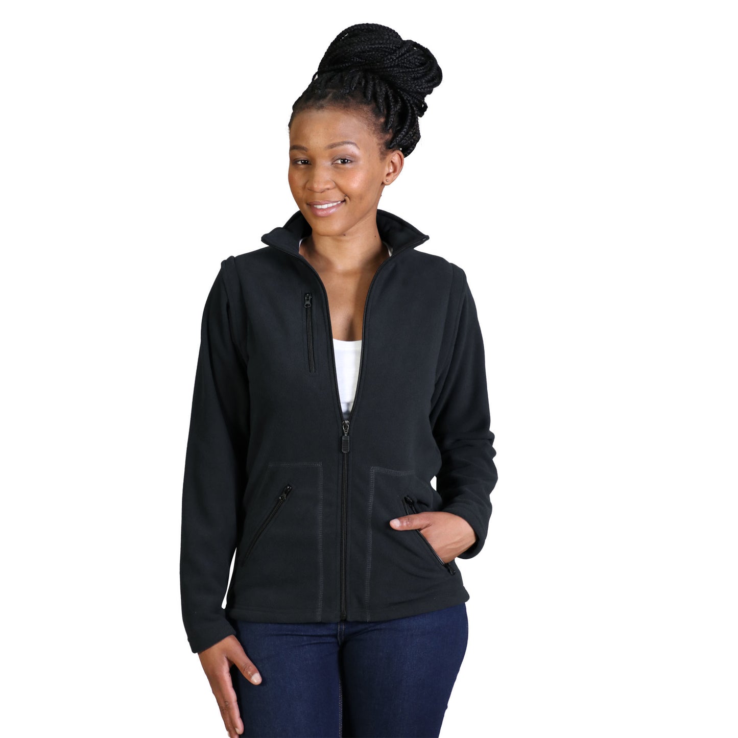 Ladies Zip Off Sleeve Polar Fleece
