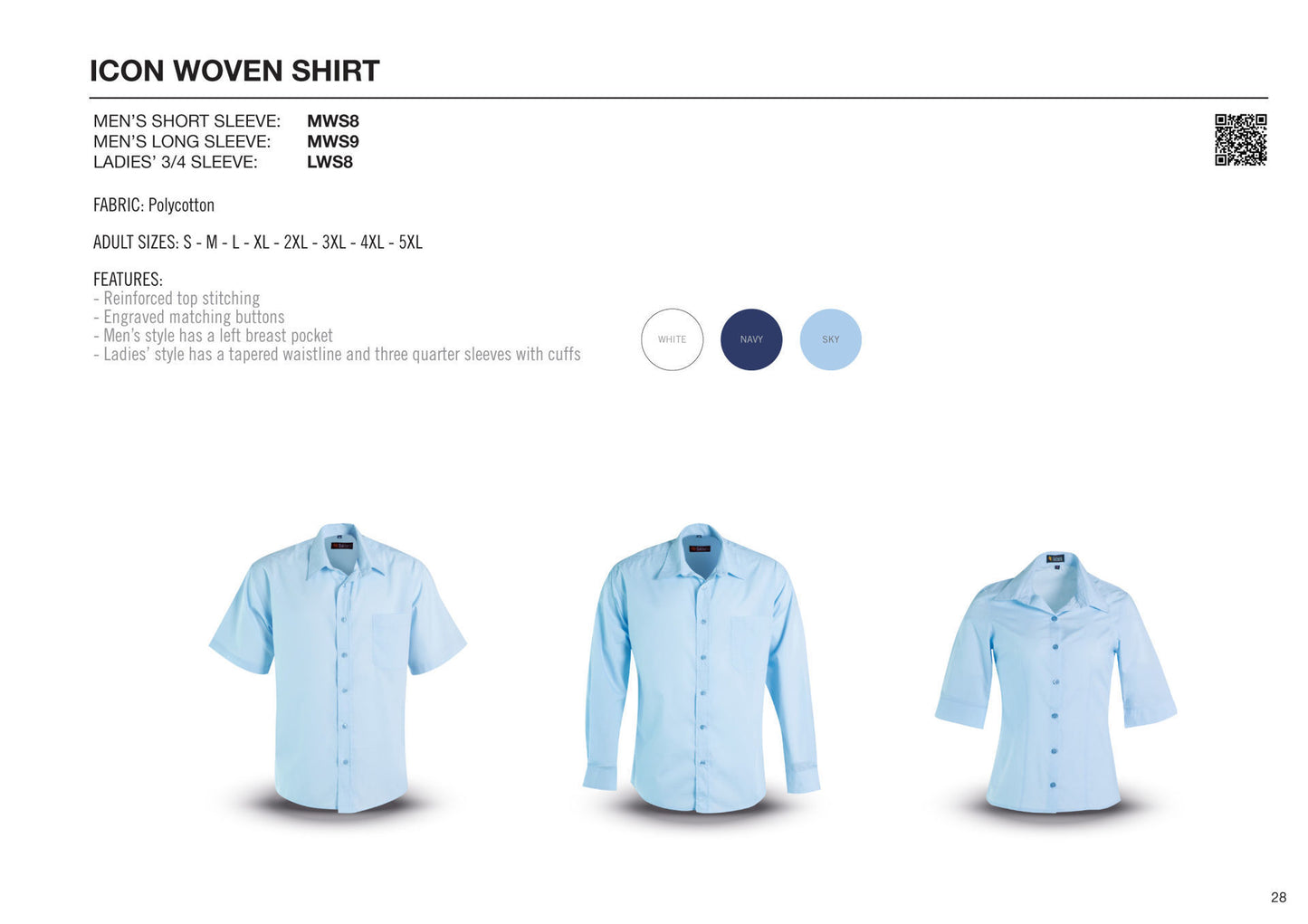 Ladies Icon Woven Shirt - Sky - While Stocks Last